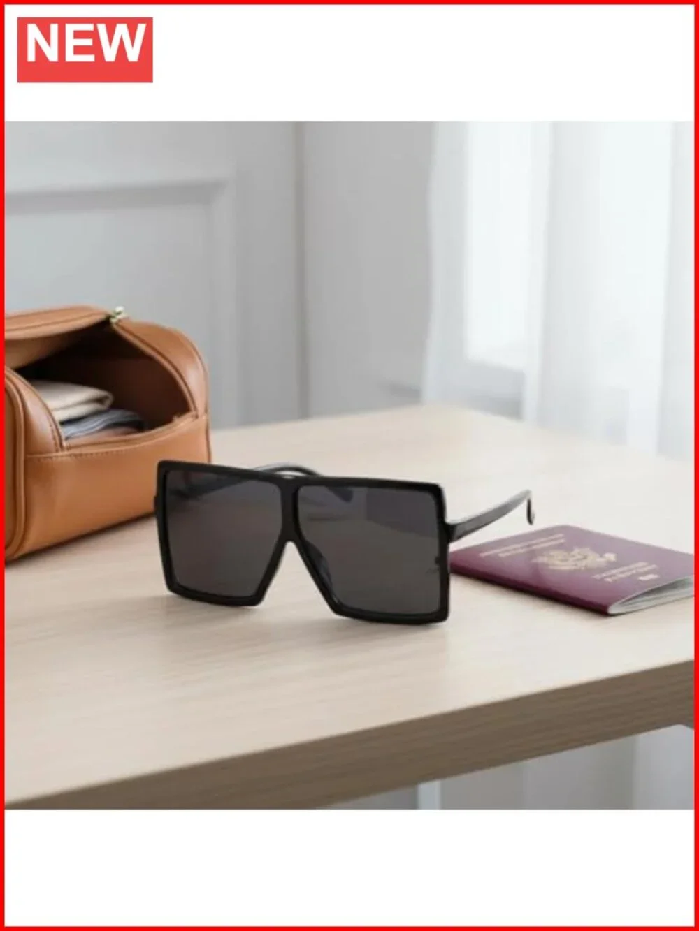 Oversized Square Sunglasses Flat Top Fashion Shades UV Protection